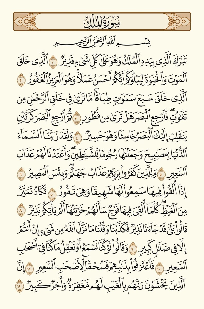 HolyQuran_5's tweet photo. صفحة من القرآن يومياً كفيلة بأن ��بعدك عن هجره إن شاء الله تعالى

من الآية ١ الى الآية ١٢ من سورة الملك https://t.co/IZ4wpqVLvX