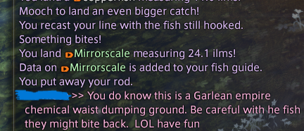 huachengs's tweet photo. fishing in east la noscea and just got this random ass tell from a sprout im crying https://t.co/c5ZLfRKB2z