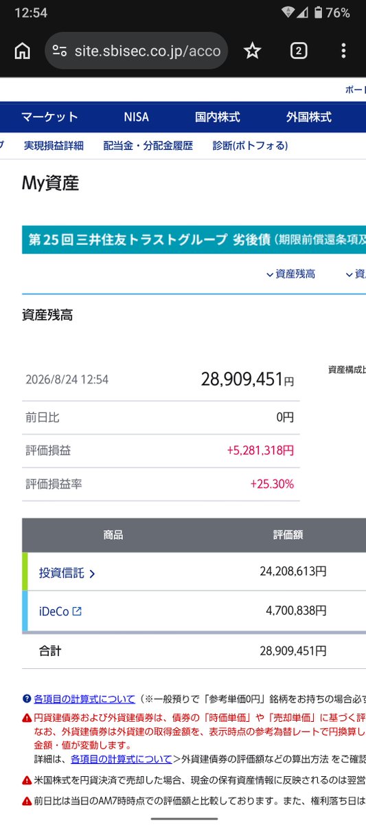 matcha_radio's tweet photo. 5000万貯まったら引退するつもりだけど、まだ2110万足りない。特に今年は沼って居て、株価の乱高下があったのに追加購入出来ないので、有利なポジションも取れなかった。年始の買い方が良くなかった。 https://t.co/R2w1wGWrLp