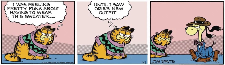 ClassicStrips's tweet photo. Garfield 
Jim Davis 01.11.79 https://t.co/YAxUPjDcOJ
