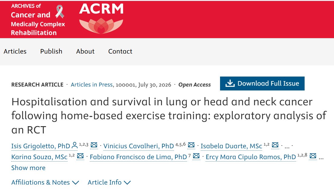 GrigolettoIsis's tweet photo. Happy to share our latest publication on exercise and cancer. 

This study is a reminder that survivorship care does not stop when cancer treatment ends.

@vincavalheri @ff_lima @karinassouza29 

Full text: https://t.co/ADReyswz4R 

#ACRM #MedicallyComplexRehabilitation https://t.co/Dwt5DhHfLW