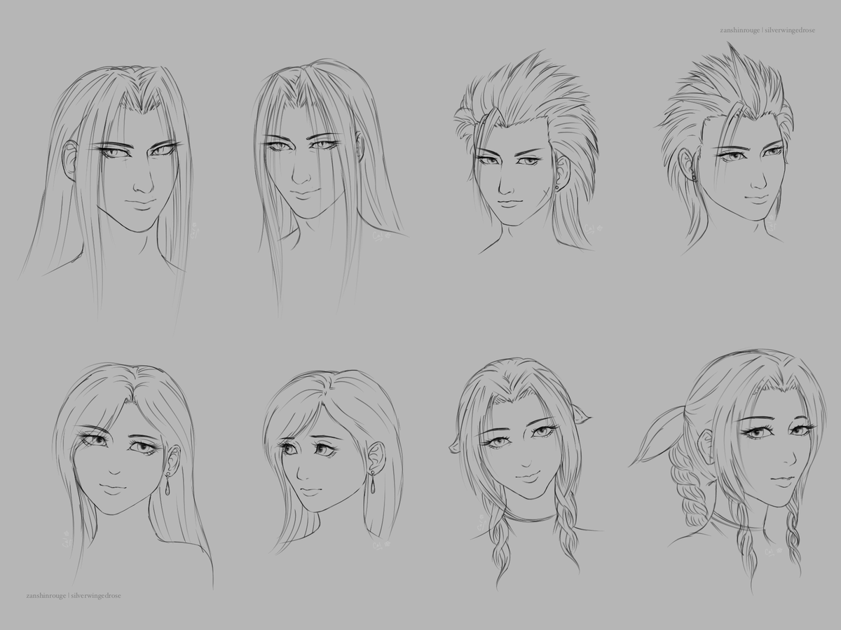 slverwingedrose's tweet photo. some sketches I did to practice faces :) #ff7 https://t.co/FozjhfV3Jj