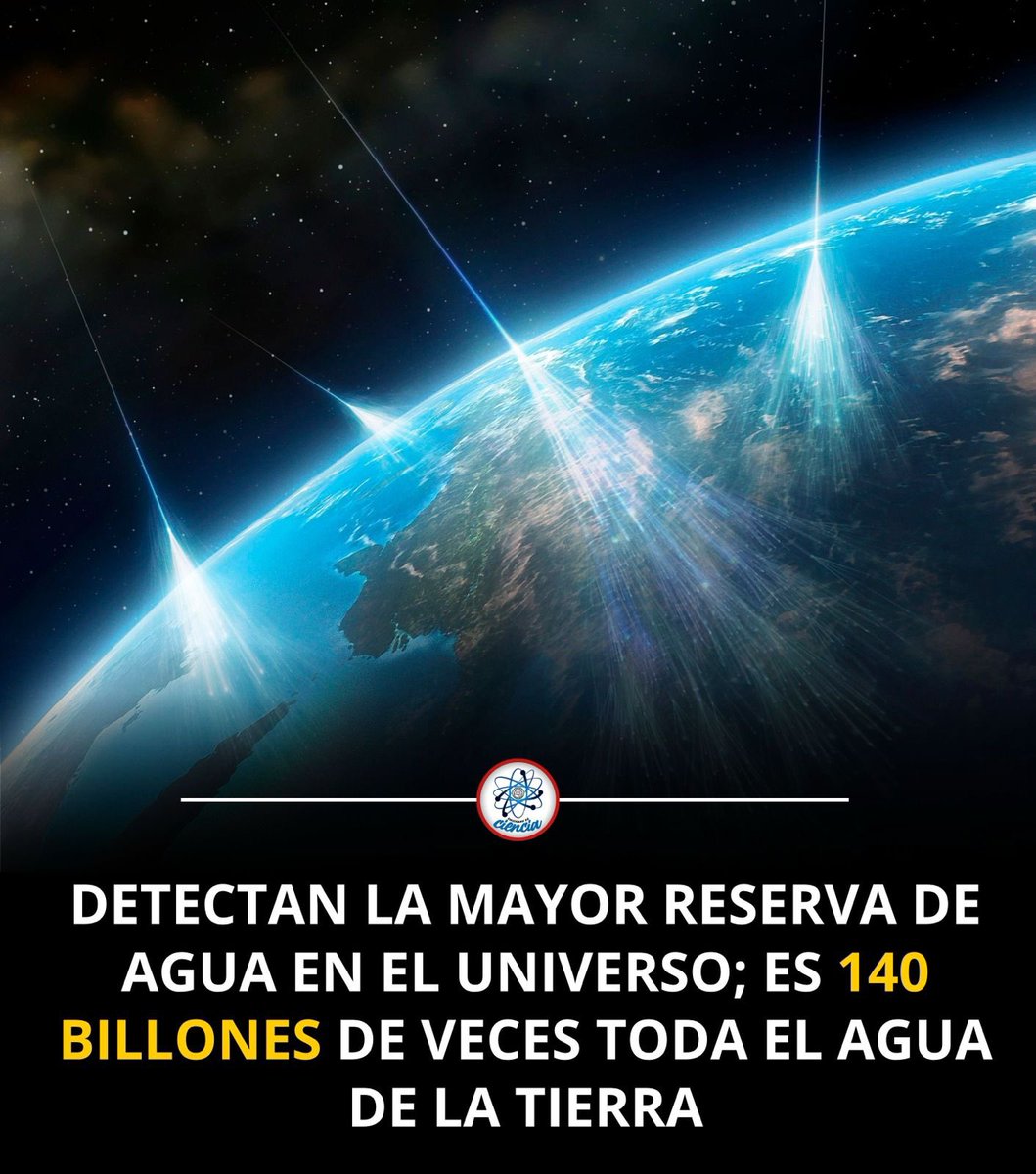 EnsedeCiencia's tweet photo. 🚨 Una cantidad de agua casi imposible de imaginar. 🌌💧

Astrónomos detectaron en el universo una gigantesca reserva de vapor de agua equivalente a 140 billones de veces toda el agua de los océanos de la Tierra. 🌎😱

Un hallazgo que demuestra, una vez más, lo descomunal que puede llegar a ser el cosmos.