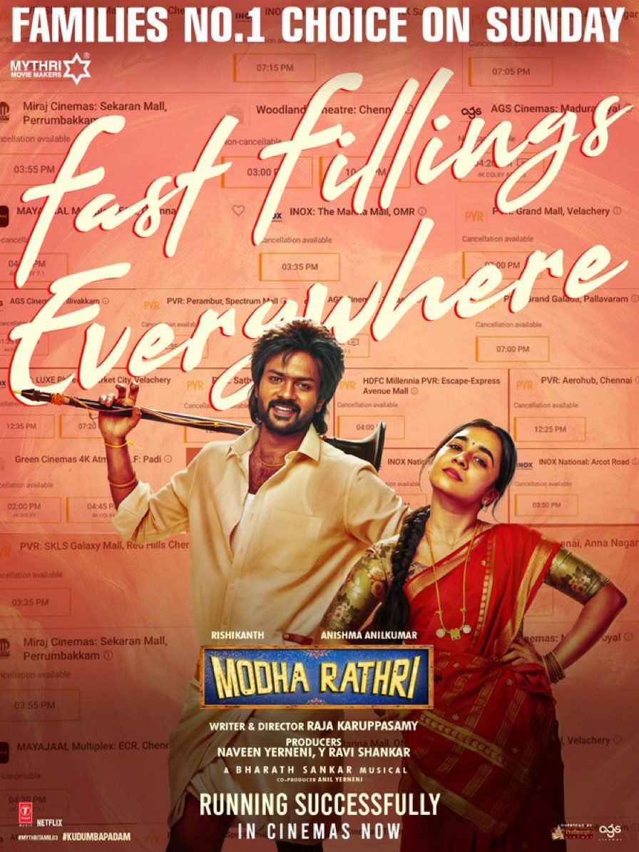 iam_Tharani's tweet photo. Director 'Karthiksubbaraj' praises #ModhaRathiri &amp; the entire team ❤️‍🔥

Sunday shows were packed with audiences. Film Running Successfully in Cinemas now. https://t.co/Z56eKPhLsb