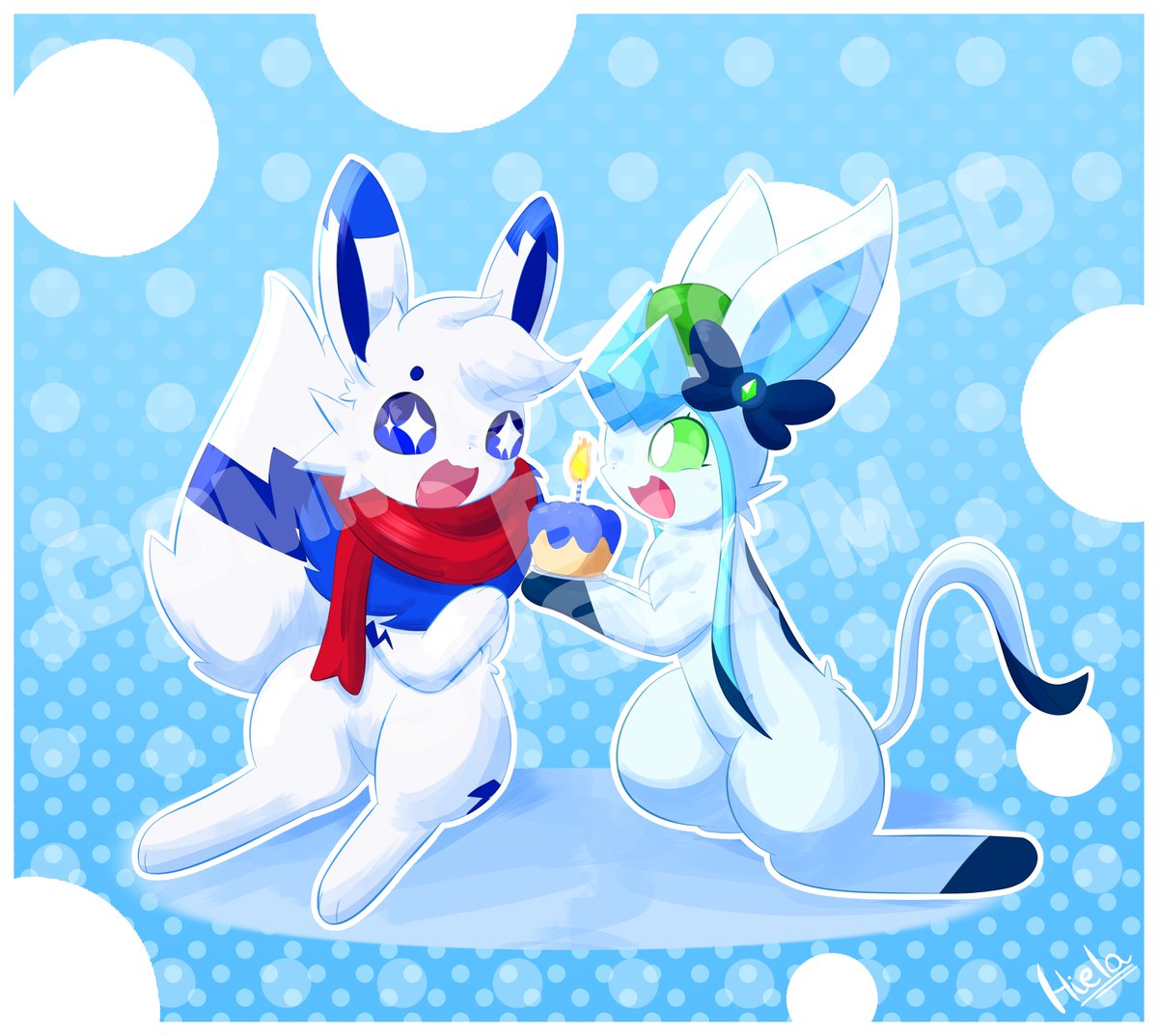 Hiela_X's tweet photo. A pending commission by @SwShPM!!

Happy birthday to them!! <33

#scarf #digitalart #pokemon #originalcharacter #fanart #birthdaygift #eeveelution #glaceon https://t.co/pO6ovq69zf
