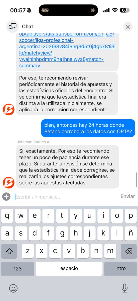 IanSB1999's tweet photo. RECLAMEN CON EL SOPORTE DE BETANO LOS REMATES DE ASCACIBAR, ELLOS SE ENCARGAN DE SOLICITAR REVISION CON OPTA Y CORROBORAR. ADJUNTO LA JUGADA DONDE HAY DOBLE REMATE Y YA TENIA 1 PREVIO. TAMBIEN LO QUE DICEN EN SOPORTE. https://t.co/klzaDhD4sD