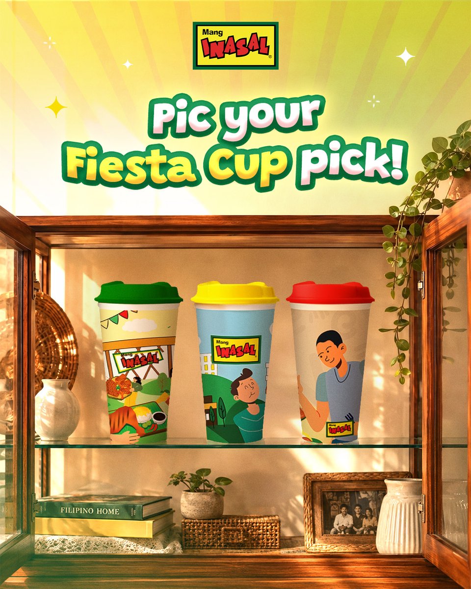 MangInasalPH's tweet photo. Cup-pleto na ba yung collection? 🏆✨ 

Good news! The #MangInasalFiestaCupCollection promo is EXTENDED until August 31. Get 1 reusable cup with every Buddy Fiesta Meal!

#ILoveMangInasal 💚💛 https://t.co/wvpZtlNMPy