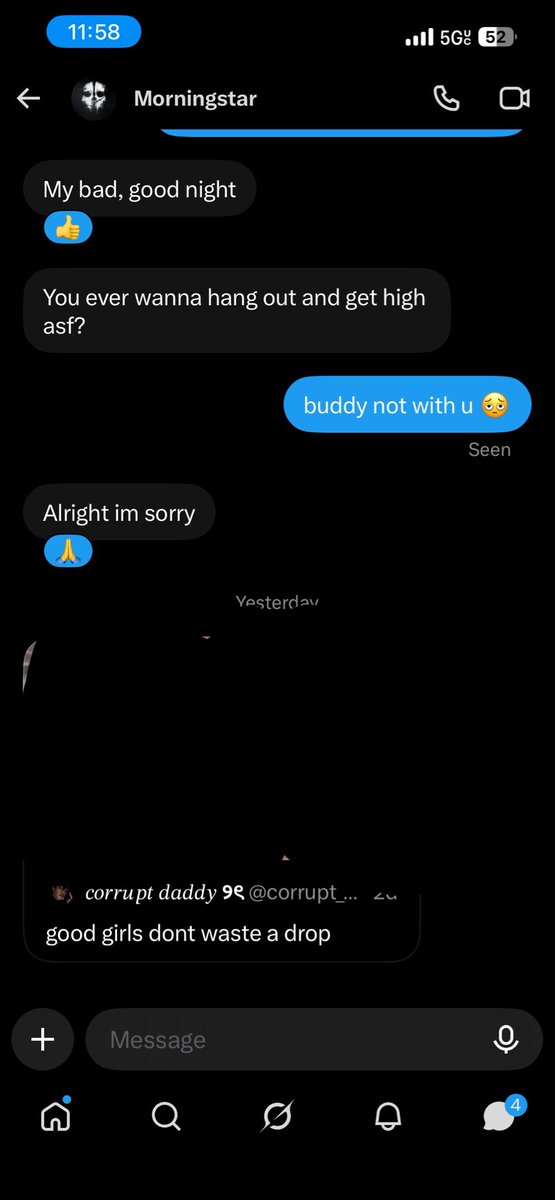 whoscallingrn's tweet photo. immediate block. no one on this account will ever be the exception to my rules. lustful man you will understand soon enough that no evil deed goes unpunished. the way the previous conversation was me placing boundaries again cause this dude was being weird. https://t.co/IS2VBgGbZl