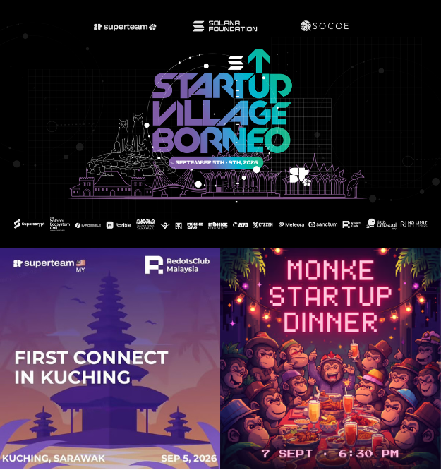 nikkideyy's tweet photo. going to Startup Village Borneo with @SuperteamMY? 

mentorship from the best in the game, an amazing race across the city, 10k usdc up for grabs, and days building and living with top builders 🤯 

aaand that's just the event itself. Here are two side events I wouldn't skip 👇 https://t.co/2uHYscazP3