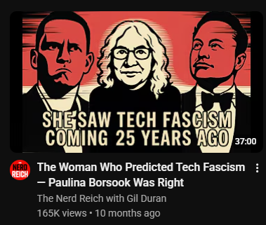 Junetto07's tweet photo. -The Woman Who Predicted Tech Fascism — Paulina Borsook Was Right-

https://t.co/0EISQbQxu6 👈

#ElonMusk #PeterThiel 👹 https://t.co/F6dg9uZB7L