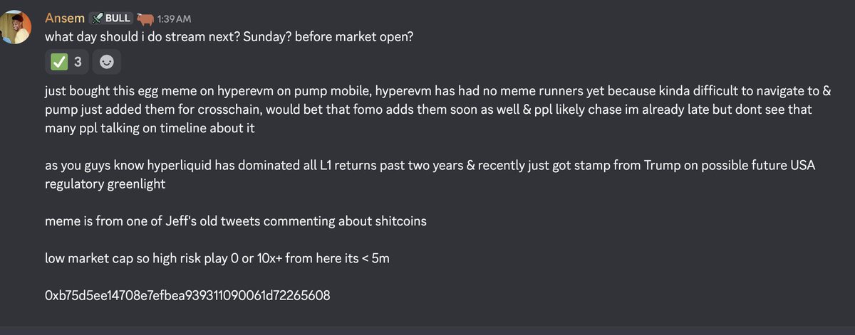 0xBraveCrypto's tweet photo. You guys do know @blknoiz06 shilled $EGG right? https://t.co/0t4omzDk9F