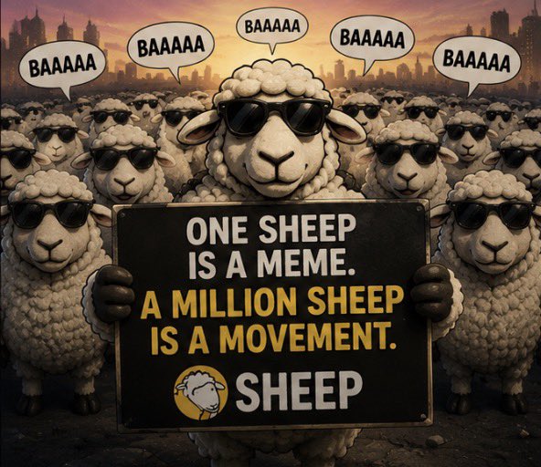 SheepCoin_CTO's tweet photo. One sheep is a meme. 

A million sheep is a movement. https://t.co/uJL0jpayus