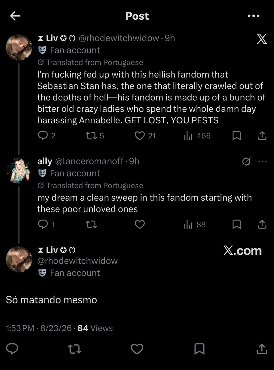 WeirdGirl2001x's tweet photo. Would you look at that! More batshit crazy tweets from the “good” fans!

“People harassing Annabelle are horrible” “anyways wouldn’t it be great if they died?”

Do you not hear yourselves???? 

AND the ableist slur? What the fuck is wrong with you all? https://t.co/FapAaUwQEu