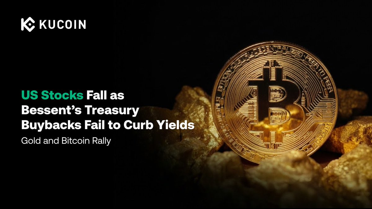 kucoincom's tweet photo. 🚨 US bond buybacks failed to hold yields down as stocks sold off, while $BTC & Gold both rallied +10% over the past month. 📉⚡

When traditional markets wobble, capital looks for alternatives. Ready to position your portfolio?

🔗 Read our full breakdown on the blog and explore $BTC & $PAXG trading on KuCoin: https://t.co/kBpFODnPsW