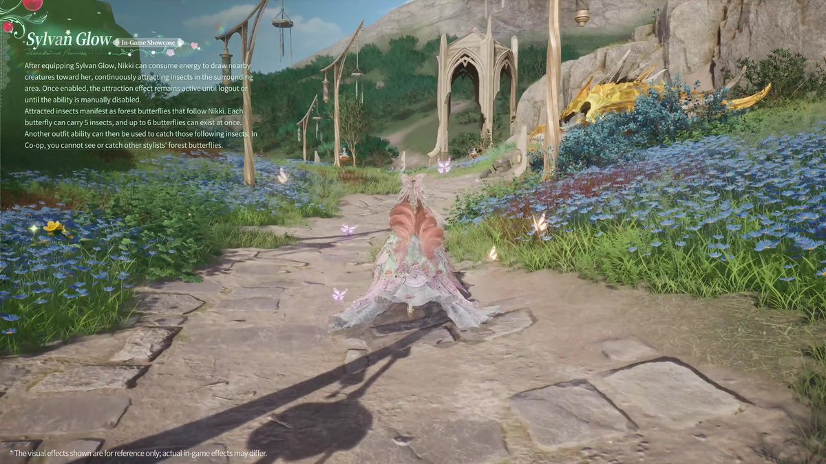 simplynight's tweet photo. 2.9 Florabound Promise ☕️💬 Pt I

🌺 So basically this is set is: 
- A buff for Itzaland ability outfits that have “timed” mechanics. Such as sticky claw, gigantification, mechanic ability + the dragon riding statues in the boneyard. It gives you let’s say an “extra stamina bar”. 

- Similar to Soundless Dawn where as this one will attract insects vs animals & you then have to use a different ability to collect the insects. 

- Bonus for this one is that the insects will temporarily look like pretty butterflies, each butterfly contains 5 insects, & you can only have 6 butterflies total. 

#infinitynikki #infinitynikkitwt #インフィニティニキ