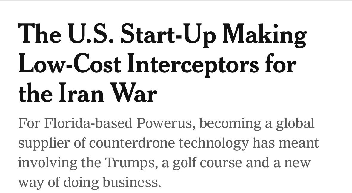 TheMichaelEvery's tweet photo. It says a lot about the world we are now in that a headline like the below has *vast* implications for financial assets of all kinds, as well as geopolitics.

Powerus has been building its drone interceptors at a UAE facility since July, where it produces 3-D printed components and assembles them. Current production is 3,000 a month, set to rise to 15,000.

These "Guardian” interceptors sells for around $5,000.

They don’t work vs ballistic missiles, but they might shield vs drones, which could prove extremely significant.

At the very least, watch these kind of spaces. 👀