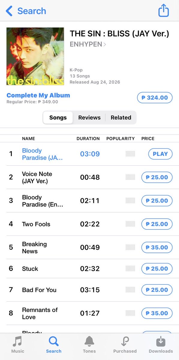 PJAY_STREAMS's tweet photo. “THE SIN : BLISS (#JAY Ver.)” is out NOW!

Available on all music platforms. You can now purchase it on iTunes, every purchase counts toward the Billboard 200!

Let's show some love for Jay❤️‍🔥❤️‍🔥 https://t.co/Ay28PBTfgX