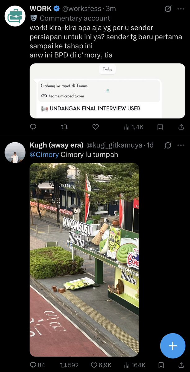 stafkantor's tweet photo. @worksfess bisa atas bawah gitu soal cimorynya😭

jokes aside, tips dari aku, tunjukin kamu:

>aset bagi perusahaan
>punya kemauan untuk adaptasi dan belajar hal baru
>punya visi mau ngapain/jadi apa ke depan

good luck! https://t.co/H8Pn3nPcRL