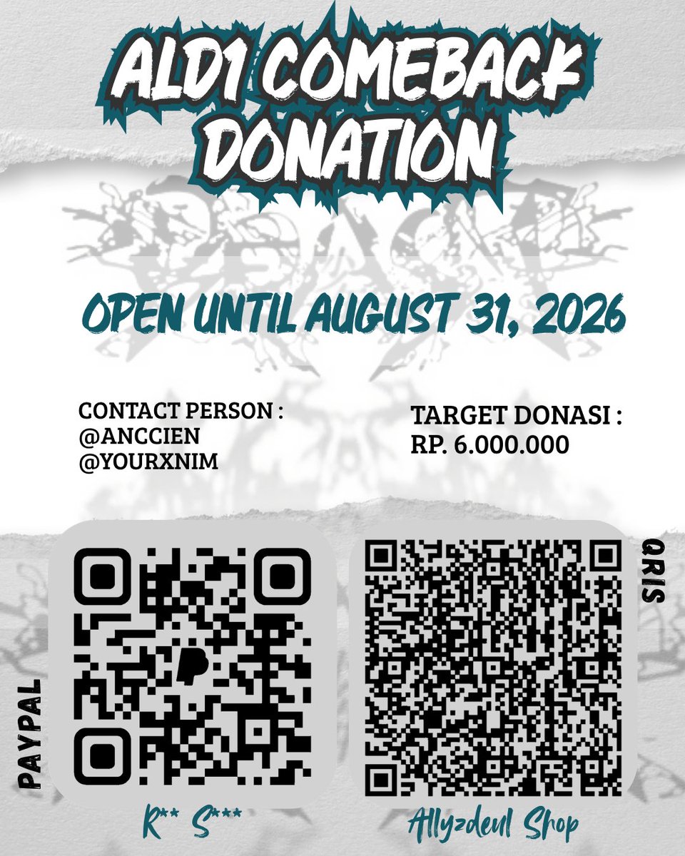 AllyzdeulShop's tweet photo. 𝗔𝗟𝗟𝗬𝗭! 𝗧𝗛𝗔𝗡𝗞 𝗬𝗢𝗨 𝗦𝗢 𝗠𝗨𝗖𝗛! 🔥

Our donation has officially reached 𝟭𝟮𝟮% of our target! 🥹🎉

Thank you so much to everyone who has participated and trusted us with your donations. We will do our best to use all the funds to support ALD1’s music show voting.

Even though we have surpassed our initial target, 𝗱𝗼𝗻𝗮𝘁𝗶𝗼𝗻𝘀 𝘄𝗶𝗹𝗹 𝗿𝗲𝗺𝗮𝗶𝗻 𝗼𝗽𝗲𝗻 𝘂𝗻𝘁𝗶𝗹 𝗔𝘂𝗴𝘂𝘀𝘁 𝟯𝟭, 𝟮𝟬𝟮𝟲, as there are still ongoing voting rounds.

A total of Rp3,000,000 has been transferred to @ALD1STRMINA for streaming purposes a few days ago. Therefore, 𝗮𝗹𝗹 𝗿𝗲𝗺𝗮𝗶𝗻𝗶𝗻𝗴 𝗳𝘂𝗻𝗱𝘀 𝘄𝗶𝗹𝗹 𝗯𝗲 𝘂𝘀𝗲𝗱 𝗲𝘅𝗰𝗹𝘂𝘀𝗶𝘃𝗲𝗹𝘆 𝗳𝗼𝗿 𝗔𝗟𝗗𝟭’𝘀 𝗺𝘂𝘀𝗶𝗰 𝘀𝗵𝗼𝘄 𝘃𝗼𝘁𝗶𝗻𝗴.

For transparency, we will publish a collective breakdown of the vote purchases at the end of the first week of September. The number of votes purchased will remain tentative and will be adjusted according to the final donation amount, including any additional donations received until August 31.

Once again, thank you so much for every contribution and for putting your trust in us. 🥹🩵

𝗔𝗟𝗟𝗬𝗭 & 𝗔𝗟𝗗𝟭, 𝗟𝗘𝗧’𝗦 𝗚𝗢𝗢𝗢! 🔥🔥