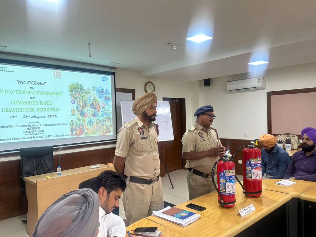 mgsipa's tweet photo. The session on Fire Safety and Community-Based Fire Risk Reduction, conducted by Fire &amp; Rescue Services, Chandigarh, during Training Programme on Community Based Disaster Risk Reduction (CBDRR), organised by MGSIPA
#FireSafety #FireRiskReduction #CommunitySafety #DisasterPrepare https://t.co/lcw1Cw0Pl0