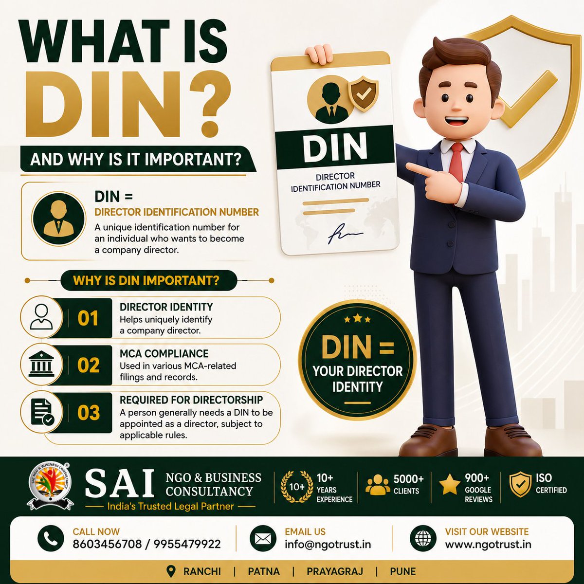 saingoconsult's tweet photo. #DIN #DINRegistration #DirectorIdentificationNumber #MCACompliance #CompanyRegistration #PvtLtdRegistration #LLPRegistration #Ranchi #Patna #Prayagraj #Pune https://t.co/oSvHkBYWZm