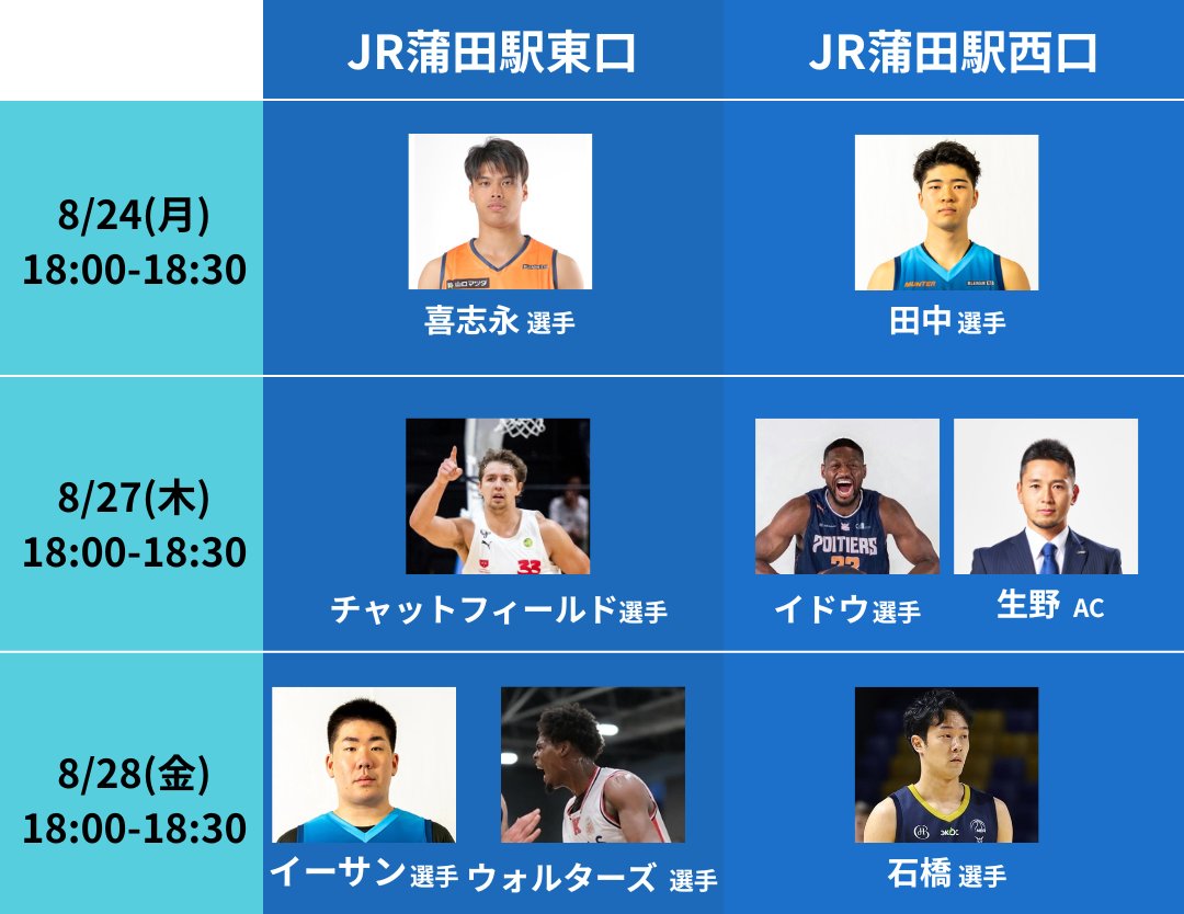 eftokyoz's tweet photo. 【今週のチラシ配りスケジュール🌐】

日程および参加選手は添付の画像をご確認ください✅ 今週からはチームみんなで力を合わせて、チラシ配りを行って参ります🔥

#東京Z #アスフレ https://t.co/x2ooKDwlvU