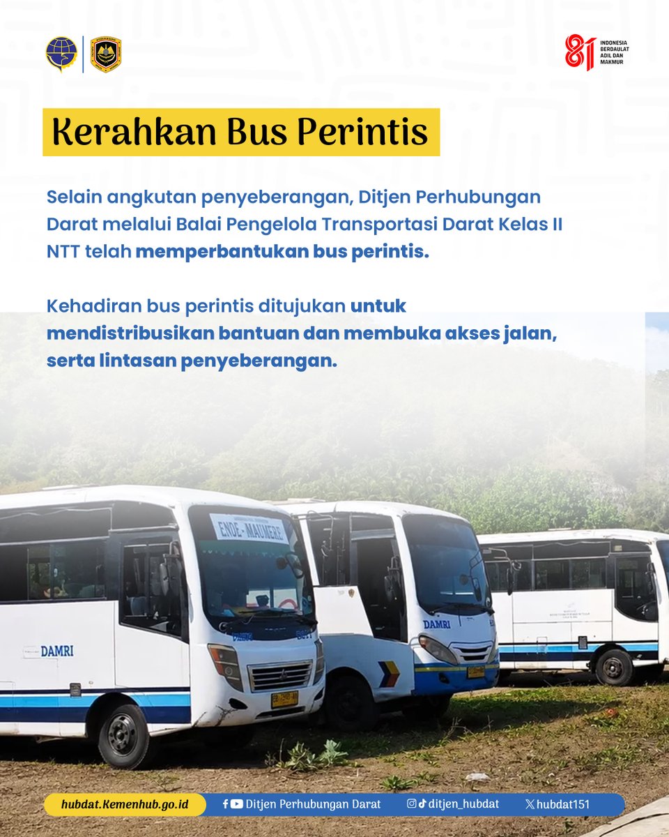 hubdat151's tweet photo. Beberapa langkah nyata yang telah dilakukan di lapangan, seperti penyaluran bantuan pokok, pengangkutan alat berat, hingga pengerahan bus perintis. https://t.co/MFy0D4V3gU