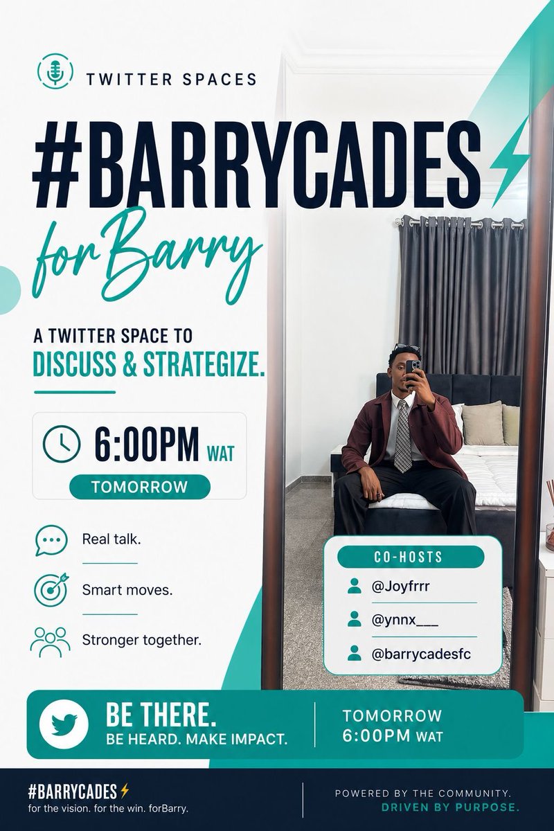 BARRYTAGHANDLER's tweet photo. Good morning Barrycades turn on your notifications for today twitter spaces BE THERE ⚡️⚡️#BarryYornwin #BBNaija https://t.co/aMIrvpSzDf