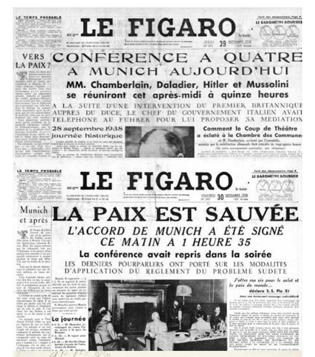 sperreau91's tweet photo. @VolodimirZelen1 1938
Le ministre britannique des Affaires étrangères informe son homologue soviétique, Maxime Litvinov, que sa présence n'est pas souhaitable afin de ne pas « provoquer » Hitler. Indigné par les accords de Munich, Litvinov dénonce une « capitulation ». https://t.co/0IVrQzt2tr