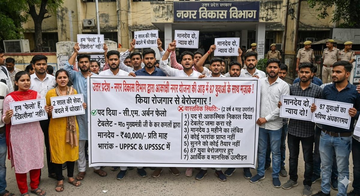 cmurbanfellow's tweet photo. *उत्तर प्रदेश- नगर विकास विभाग द्वारा आकांक्षी नगर योजना की आड़ में 87 युवाओं के साथ मज़ाक! किया रोजगार से बेरोजगार!* https://t.co/8TiVwjUmXY