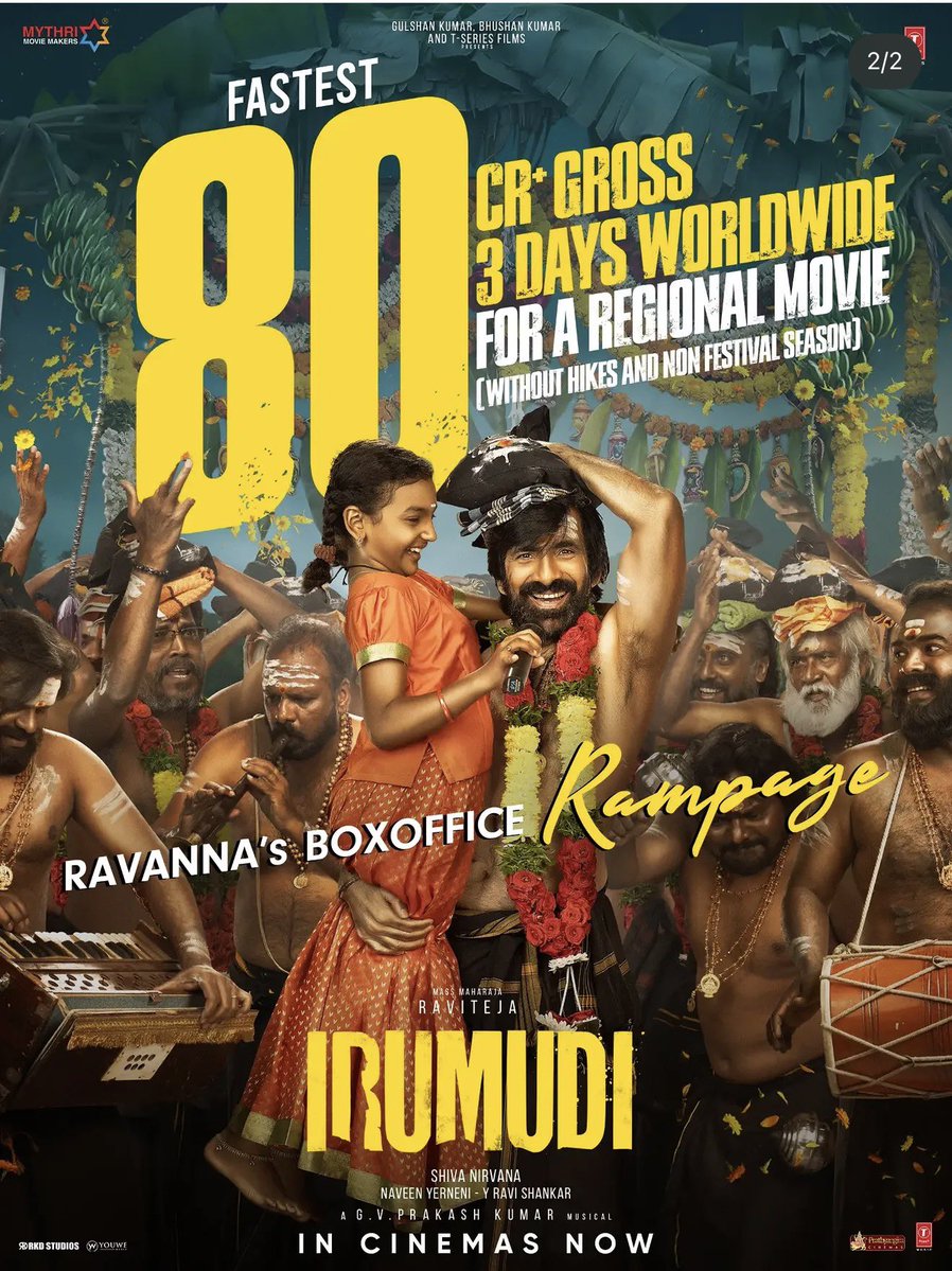 gvprakash's tweet photo. Rampage collections … #irumudi creating waves in the industry 💥💥💥 BLOCKBUSTER CINEMA 

….. thanks for the amazing response for music . Repeat for songs in theatres and BGScore appreciation especially the climax https://t.co/Dd8PPQ4opn