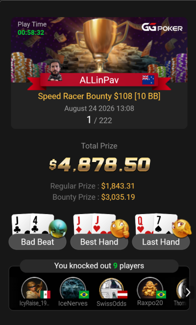 ALLinPav's tweet photo. speed racers are the most exciting format of poker and no one can tell me otherwise https://t.co/JXbq4Umyns
