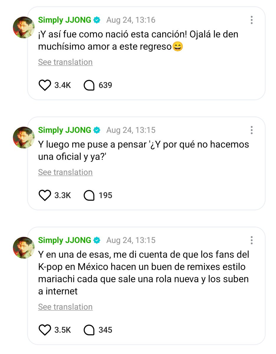 enhypenweverse's tweet photo. [ #제이's Reply ] 260824

OP: I LOVE YOU JAY BUT NOT AS MUCH AS YOU LOVE MÉXICO 🇲🇽🇲🇽🇲🇽🇲🇽🇲🇽🇲🇽🇲🇽

🐈‍⬛: Kekekekekeke
🐈‍⬛: Before starting the tour in latin america to see you guys, I focused on studying the culture of each country 
🐈‍⬛: But well, my spanish teacher is mexican, to be honest that made me study México specifically 
🐈‍⬛: And one of those, it made me realize that K-pop fans in México make good mariachi-style remixes each time a new song releases and [they] upload them on the internet
🐈‍⬛: And then it made me think ‘and why not make an official [song]?’ 
🐈‍⬛: And that’s how the song was born! (Bloody paradise [JAY Ver.]) I hope you guys give [the song] all the love in return

@ENHYPEN_members @ENHYPEN #ENHYPEN #엔하이픈 #JAY
