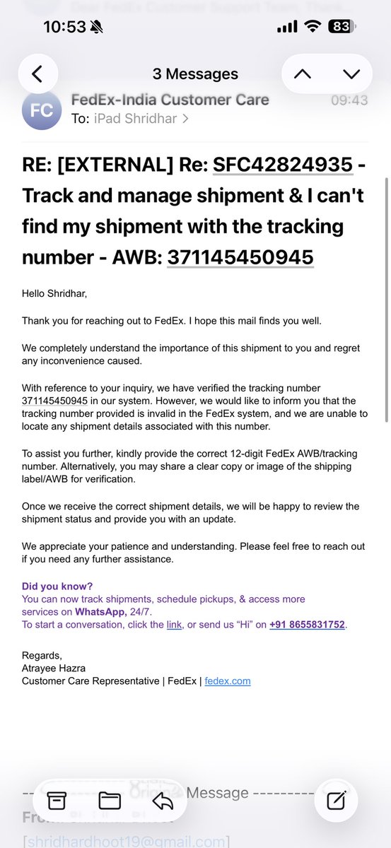 ShridharDhoot's tweet photo. Despite repeated follow-ups, there has been no meaningful update. For a Shark Tank-backed platform, this level of customer handling raises serious concerns about transparency and integrity. Please look into this and help resolve the issue. Attaching all screenshots for the issue. https://t.co/MXWtXIrxYM