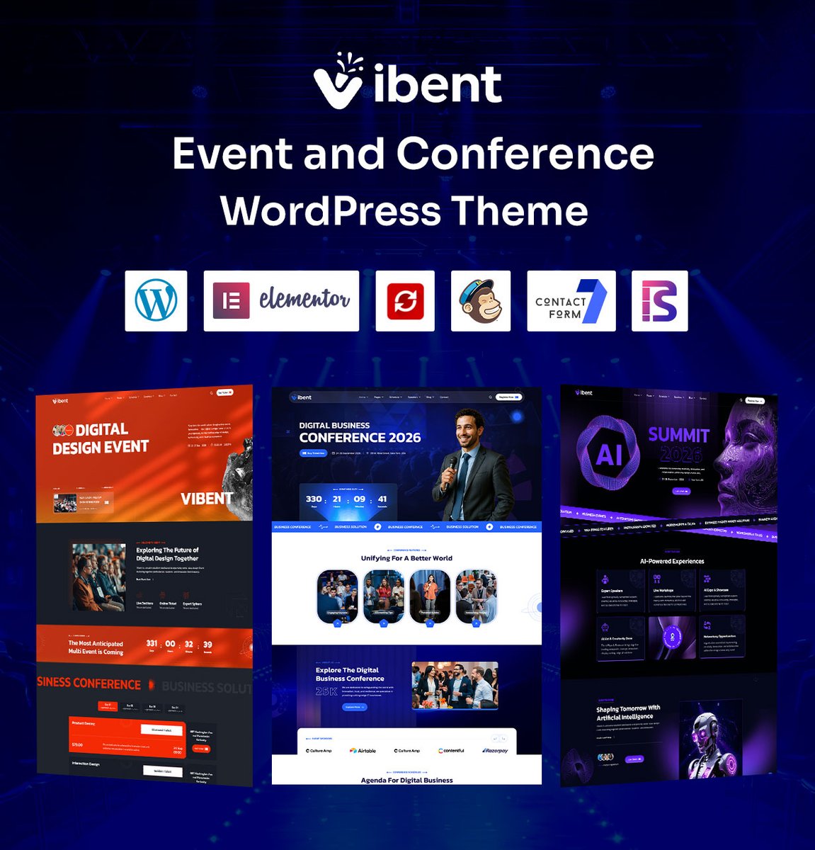 wprstheme's tweet photo. Make Your Next Event Unforgettable with Vibent!

Vibent – Event &amp; Conference WordPress Theme.

Modern &amp; engaging designs
Fully responsive &amp; user-friendly
Built with powerful WordPress tools

#Vibent #WordPressTheme #ConferenceWebsite #WordPress #Conference2026 #RSTheme https://t.co/uS1gF2pjWE