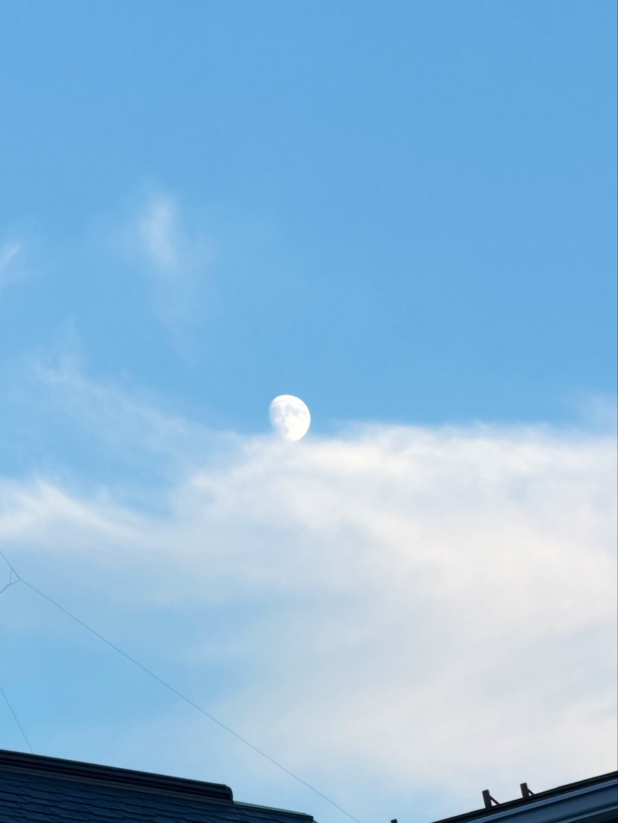 MymieEnglish's tweet photo. #ひとりごと

白昼の月🌔見れた！
次のフルムーンは金曜🌕
スタージョンムーン🦈って呼ぶねんて
キャビアみたいやから？

So cool seeing the daytime moon! The next full moon is on Friday.
They call it the Sturgeon Moon 🦈 Is that because it literally looks like a giant piece of caviar?🤤 https://t.co/uECo9DJyFk