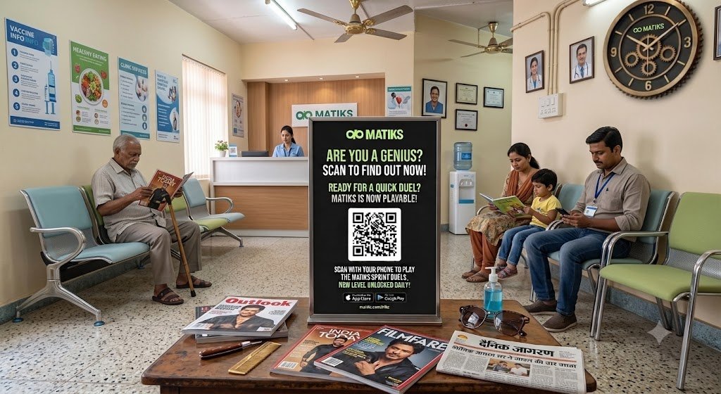 chinmay_725's tweet photo. @matiks_play 
IDEA: QR posters in salons, clinic waiting rooms, airports, college corridors, anywhere people sit bored with nothing to do. 

"are you a genius?" + a QR code = easy signups. 
a nice way for user acquisition???? https://t.co/On6kq7I6GQ