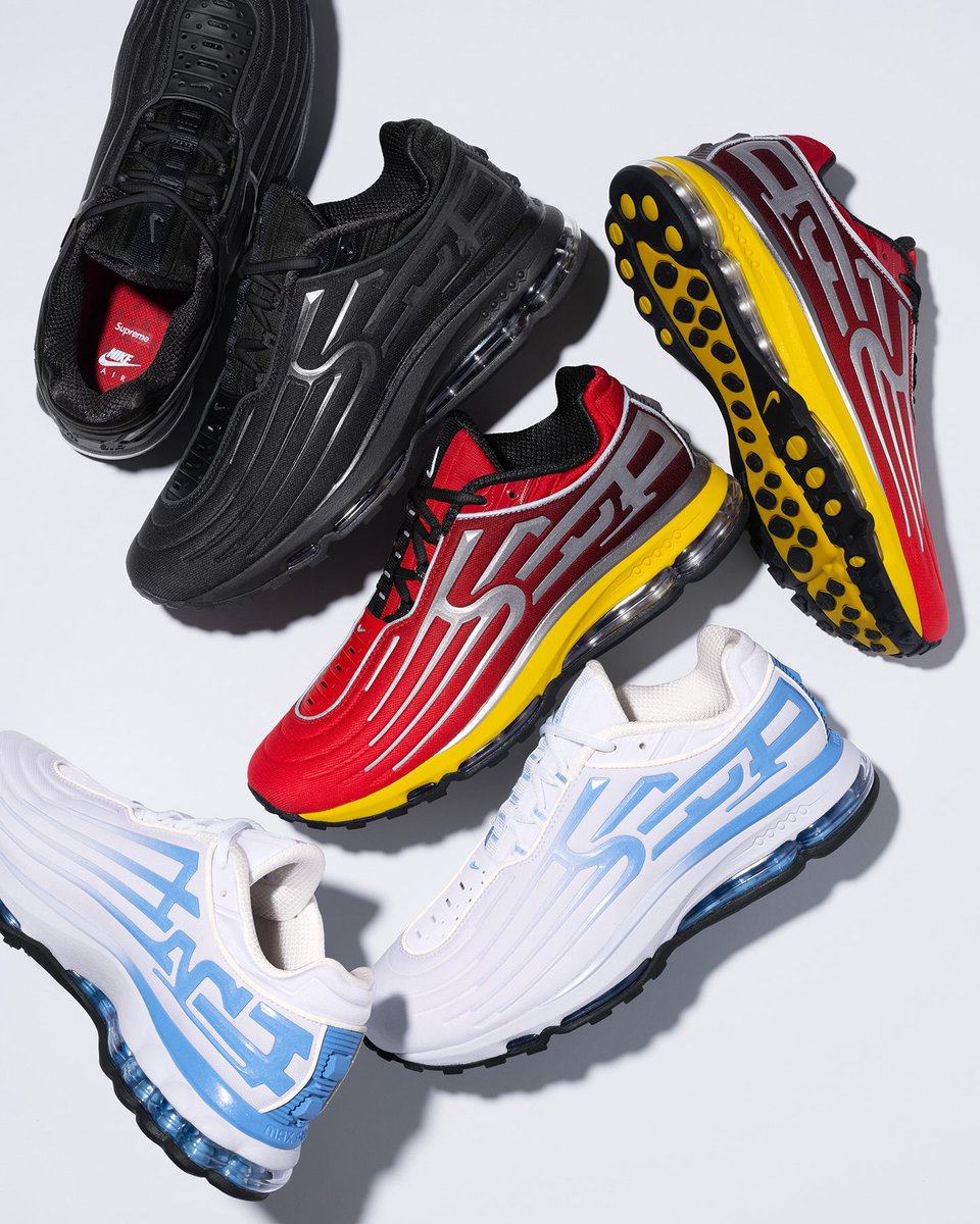CaminoTV's tweet photo. Supreme en collab pour le retour de la Air Max Ecstasy de 2001, ce poulet sort jeudi https://t.co/8l3e3K4j0S