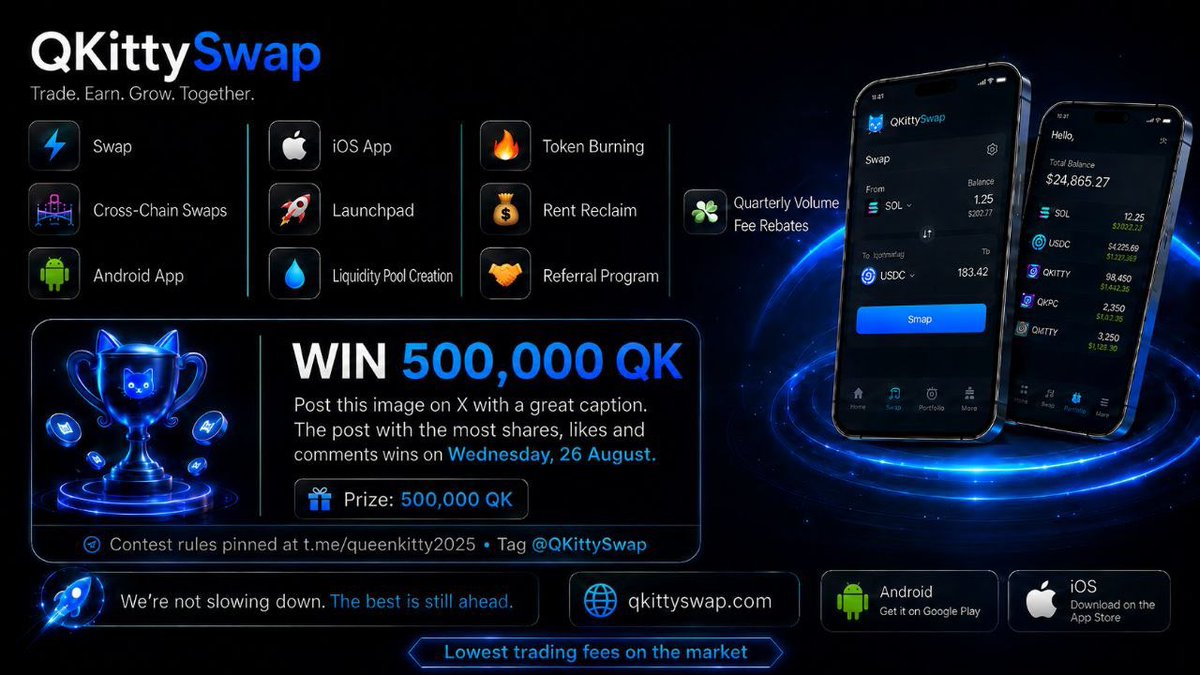 Joe_Klassy's tweet photo. From the QKittyRamp to our mobile ecosystem, we’re bridging the gap between complexity and everyday utility.
DeFi shouldn’t feel like a chore. It should feel like home.
Welcome to the next chapter of QKitty. 

@QkittySwap 
#QKitty #Solana #DeFi #Web3 #buildyourmasterpiece https://t.co/PIziJyfKZe