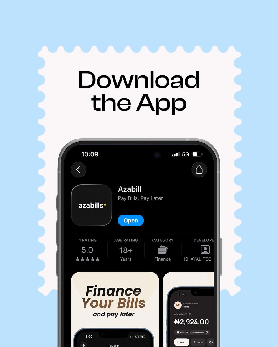 AzabillHQ's tweet photo. Been wondering how to get started on Azabill? 

1. Download the app from the App Store or Play Store
2. Sign up with your details to create your account
3. KYC to verification 

And start enjoying Aza 
#azabill #aza #data #airtime #paylater https://t.co/ccZ0FWv9h4