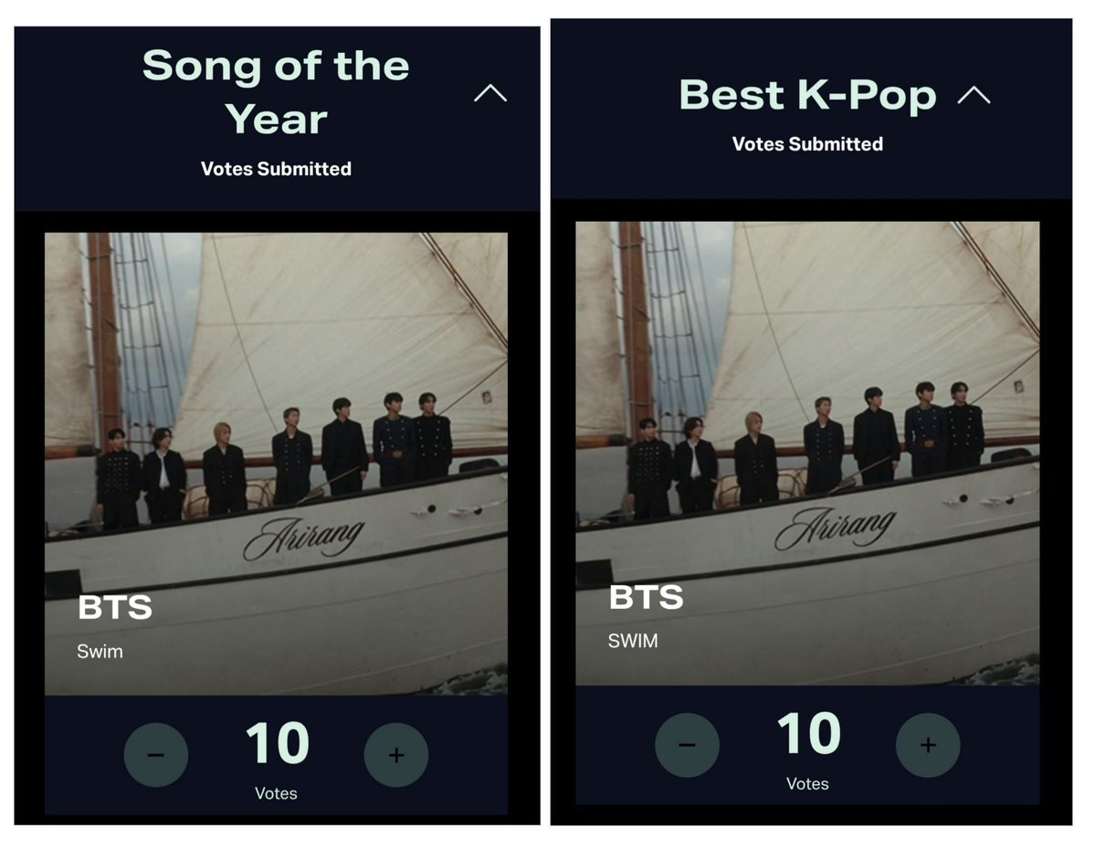 01Btsxarmy's tweet photo. Another day to vote on VMA! Have you voted for BTS? 

🚨If you can, you may wait for POWER HOUR to DOUBLE (20x) your votes (2AM ~ 3AM KST). If you're unavailable, you may drop your votes now.

🔸Song of the Year = SWIM
🔸Best K-pop = SWIM

Vote here: https://t.co/otHjJSSKn2 https://t.co/5jAGDT5XKJ
