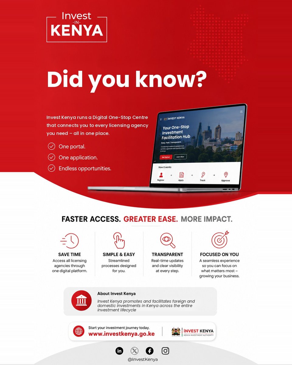 kenyanwalstreet's tweet photo. We’re proud to welcome Invest Kenya as a partner for the Bullish Africa Annual Summit 2026.

As Kenya’s national investment promotion agency, @InvestKenya_  plays a key role in supporting investors to enter, navigate and grow in the Kenyan market connecting businesses to the information, institutions and opportunities they need.

This aligns closely with Bullish Africa’s mission of turning Africa’s investment potential into real opportunities, stronger businesses and meaningful economic impact.

On 22 September 2026, investors, policymakers, founders and business leaders will convene in New York City to explore where capital is moving, what Africa is building and what comes next.

We’re excited to have Invest Kenya at the table.

Bullish Africa Annual Summit 2026
New York City | 22 September 2026
https://t.co/7IUeHBJM2T