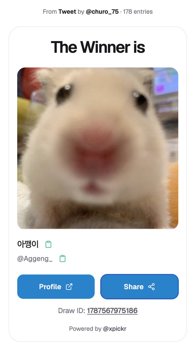 churo_75's tweet photo. @Aggeng_ 님!
당첨 축하드립니다
DM주시면 상품 내용 전달드리겠습니다. https://t.co/zAINTO7GBo