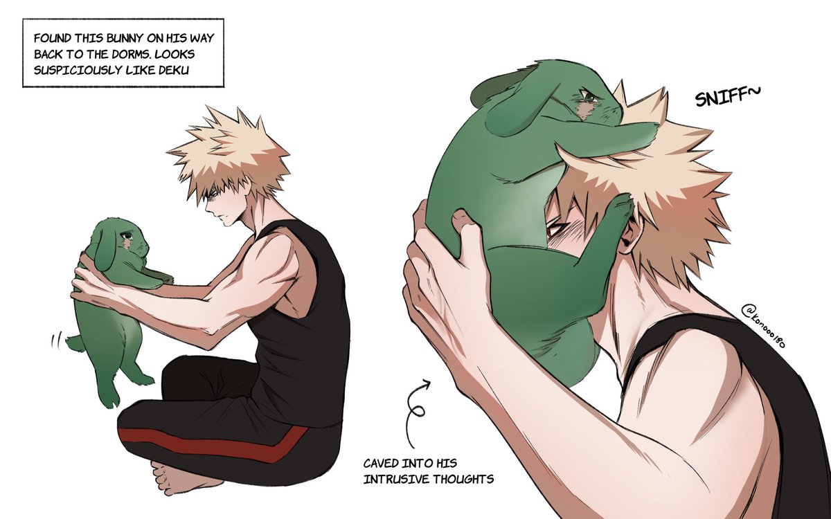 konooo180's tweet photo. I have this scene where Katsuki picks up Deku who’s been hit with an animal transformation quirk. Before anybody sees him, he takes a big whiff out of the bunny.

#bkdk #bakudeku #Izukumidoriya #Bakugokatsuki https://t.co/S5NsNJSS2G