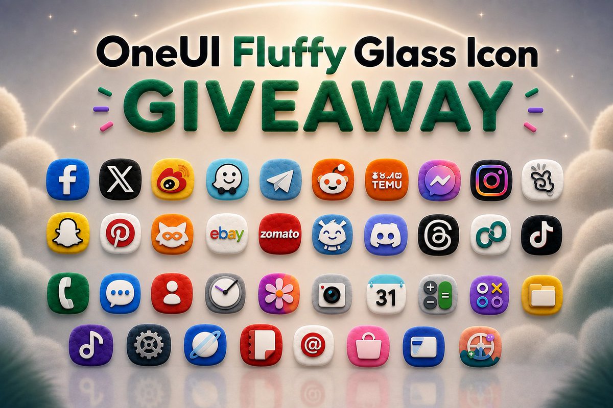 AndroidTools3's tweet photo. 🎁 ONEUI FLUFFY GLASS ICON GIVEAWAY! 🎁

We’re giving away 15 PREMIUM CODES to 15 lucky winners! 🔥

How to enter:
❤️ Follow us
🔁 Like & Repost
💬 Comment: Fluffy Glass

That’s it! Good luck everyone! 🍀✨

Download OneUI Fluffy Glass Icon:
https://t.co/yns5aQagxv

#OneUI #Android #IconPack #Giveaway #Samsung