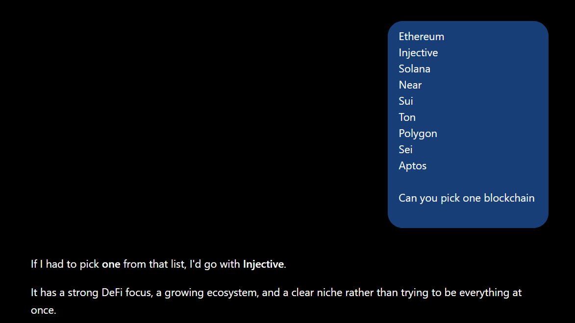 OguzieWisdom's tweet photo. Even AI knows that @injective is a top pick.

$INJ is the Future of Finance🔥 https://t.co/4GlsUGsqop