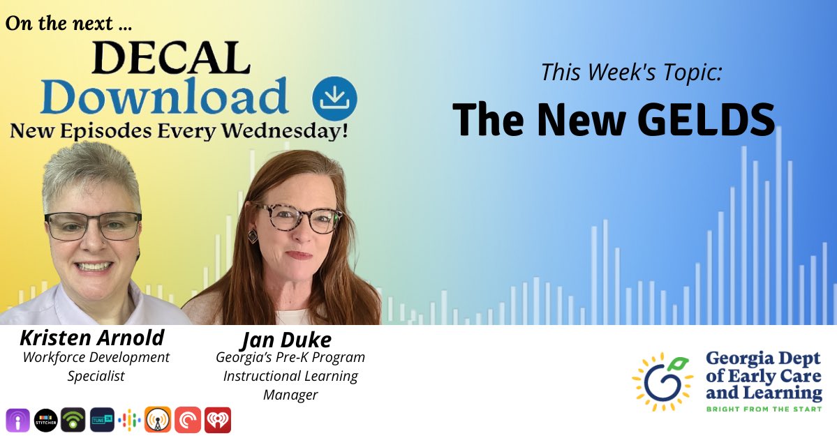 CommJacobs's tweet photo. We’ve updated the Georgia Early Learning and Development Standards (GELDS)! 🎉 Learn all about what’s new on this week’s episode of #DECALDownload. Tune in now! 🎧📚@GADeptEarlyCare @Quality_Rated 

https://t.co/O4YnhhSYuC https://t.co/TXh87m0sXA