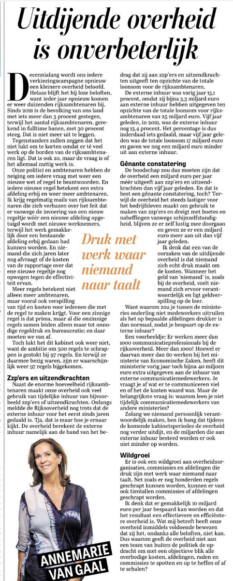 hsdvries's tweet photo. Uitdijende overheid is onverbeterlijk. In de afgelopen 5 jaar is de Nederlandse bevolking met 3% gegroeid. Het aantal ambtenaren met 30%. In geld dus € 8 miljard meer in die periode. Saneer de overheid maar. Simpelste besparing en gelijk minder regeltjes. https://t.co/SJSQ208Kad