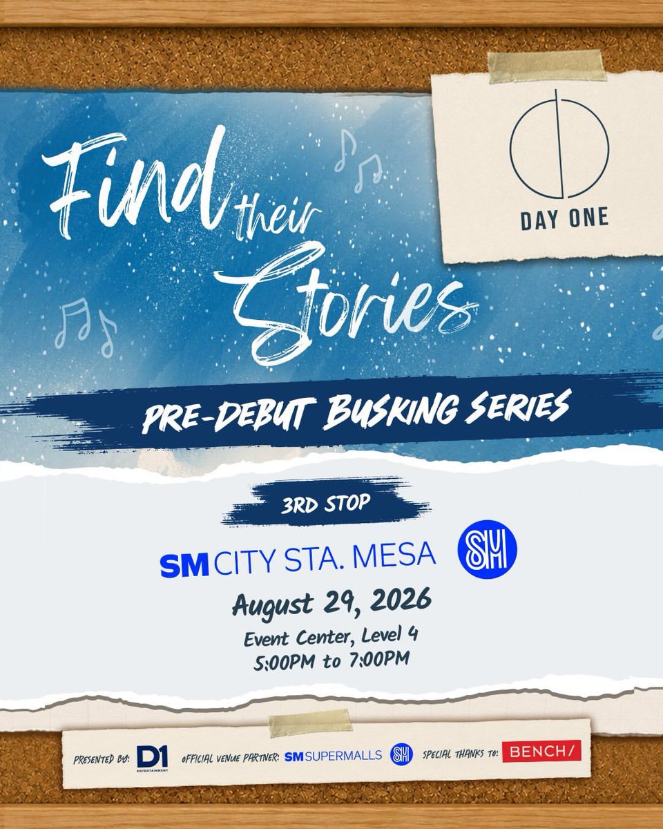 OrigiNYLEs_OFC's tweet photo. [📰] #Nyle_Alerts 

The third stop of Day One's Busking Series is finally here! Are you ready to see them live at SM City Sta. Mesa? 

Mark your calendars for August 29 and make sure you don't miss it. See you there, OrigiNYLEs! 🐹🩷 

#DAYONEOfficial #DAYONE_NYLE https://t.co/Qy4GLzHNW3