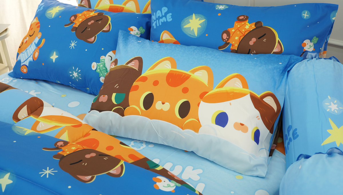 meibelease's tweet photo. มาแล้วววว ในที่สุดด
Lukchin Cat Collab Sweet Dreams Bedding🌛🌟
แก๊งค์กินเก่ง นอนเก่ง ยังคงนอนต่อไป~
ผ้านุ่มมากๆ  สามารถซื้อแยกชิ้นได้ด้วยนะ~ 😊 https://t.co/kLsc0gXfRz